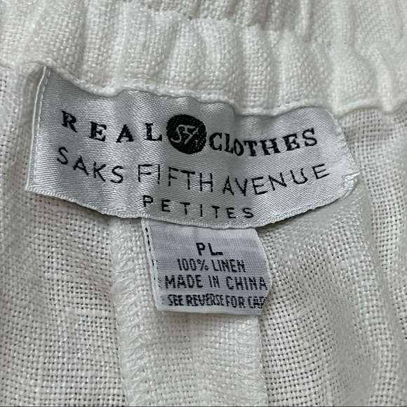 Vintage 90’s Saks Fifth Avenue White Linen High Waisted  Trouser Shorts PL - Picture 2 of 8